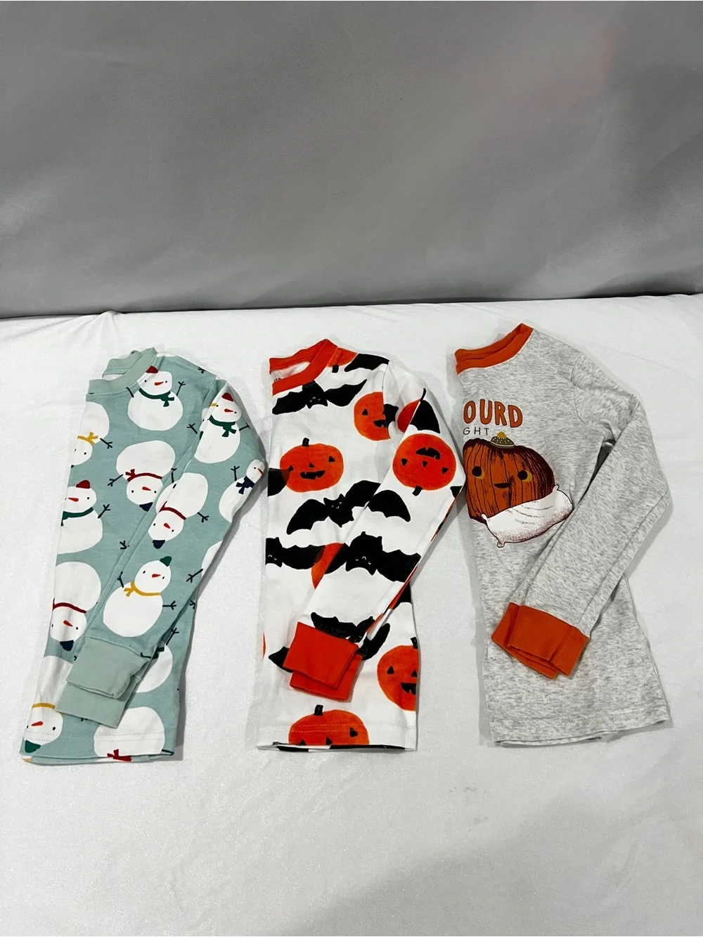 Carter's Lot of Three Set Kids Boy Pajama Size 8 Cotton Holyday Fall Prints